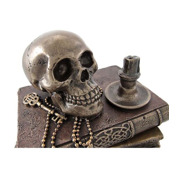 Bronze Wizard`s Study Books and Skull Trinket Stash Box - Picture 4 of 5